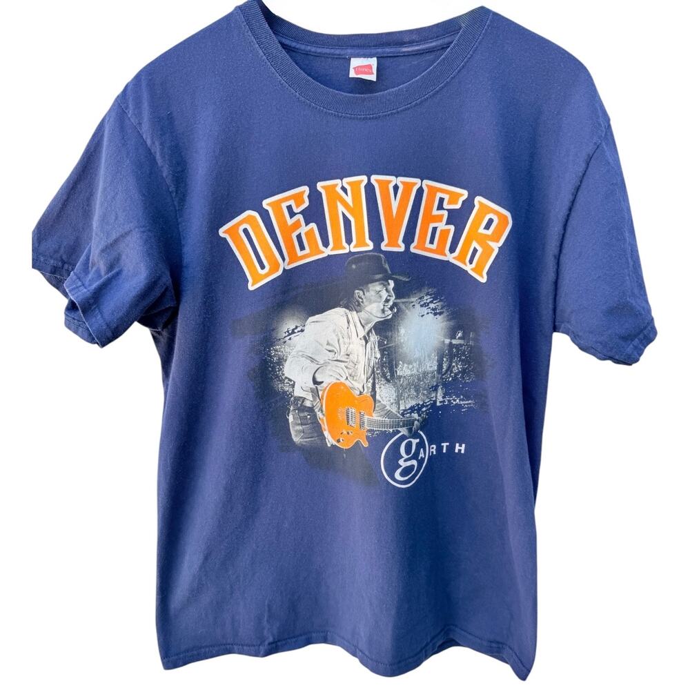 Garth Brooks Denver T Shirt Mens Large Blue Stadium Tour Graphic